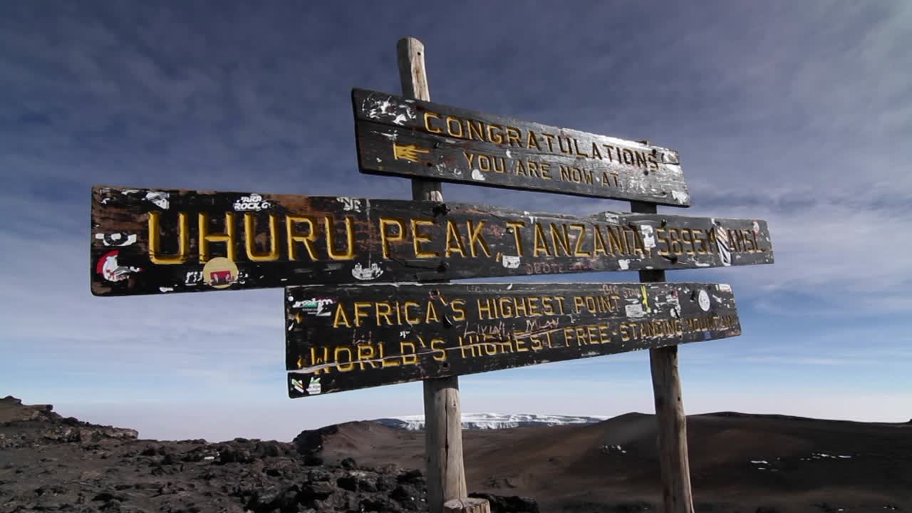 Premium stock video - Static shot of summit sign