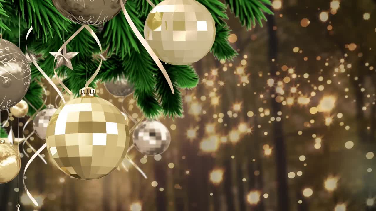 animación de puntos sobre las bolas de navidad