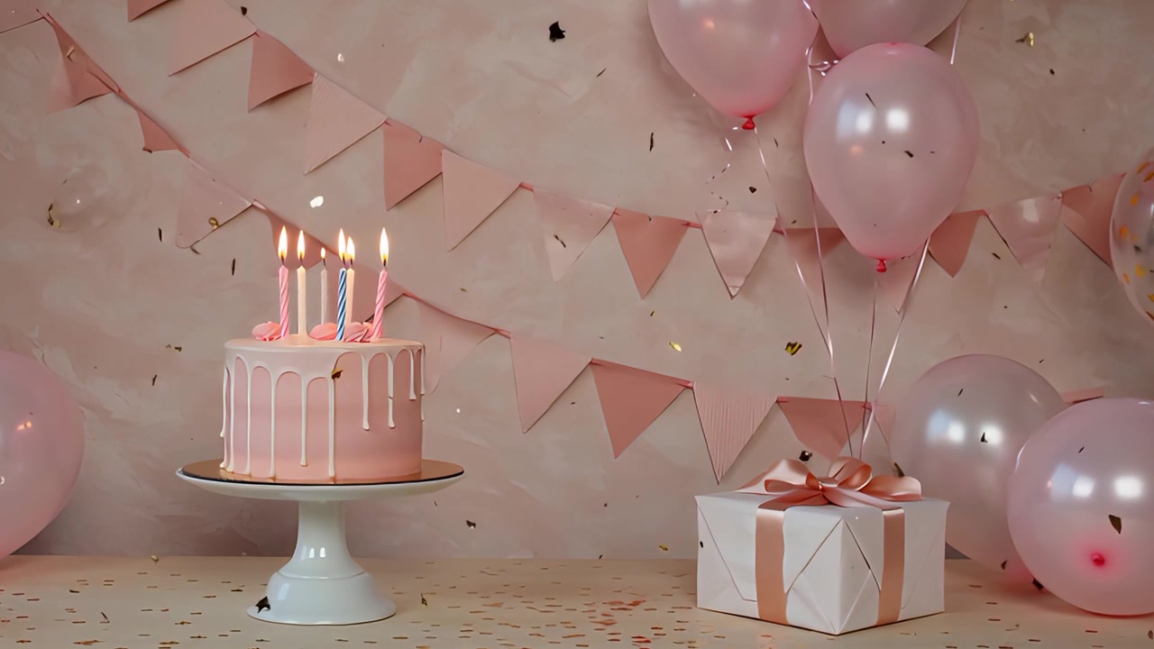 Balonlu doğum günü arka planı 4K