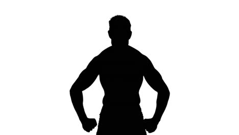 muscular silhouette of man flexing muscles