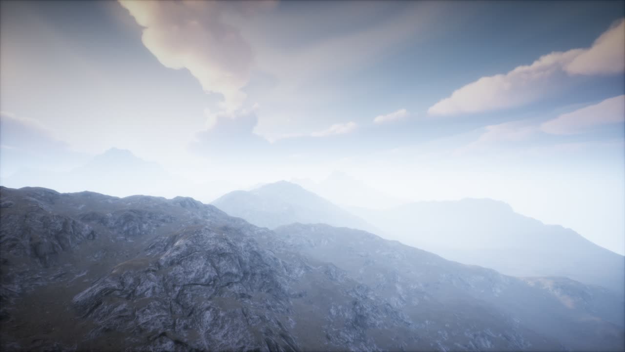 paisaje del cráter del volcán con niebla