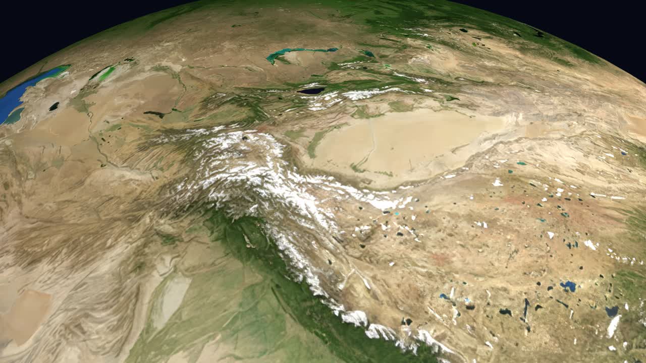 A 3D earth rotation zooms from space into South Asia, highlighting Islamabad with labels