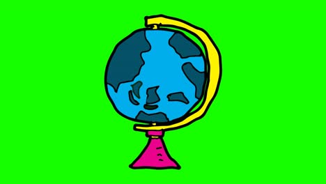 kids drawing green background with theme of globe