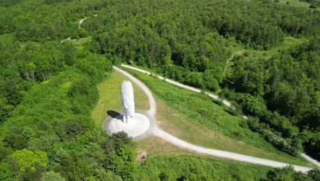 the mesmerizing dream sculpture, st helens - uk. drone anticlockwise rotate and move in and over