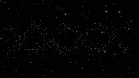 animation of dna strand and snow falling over black background