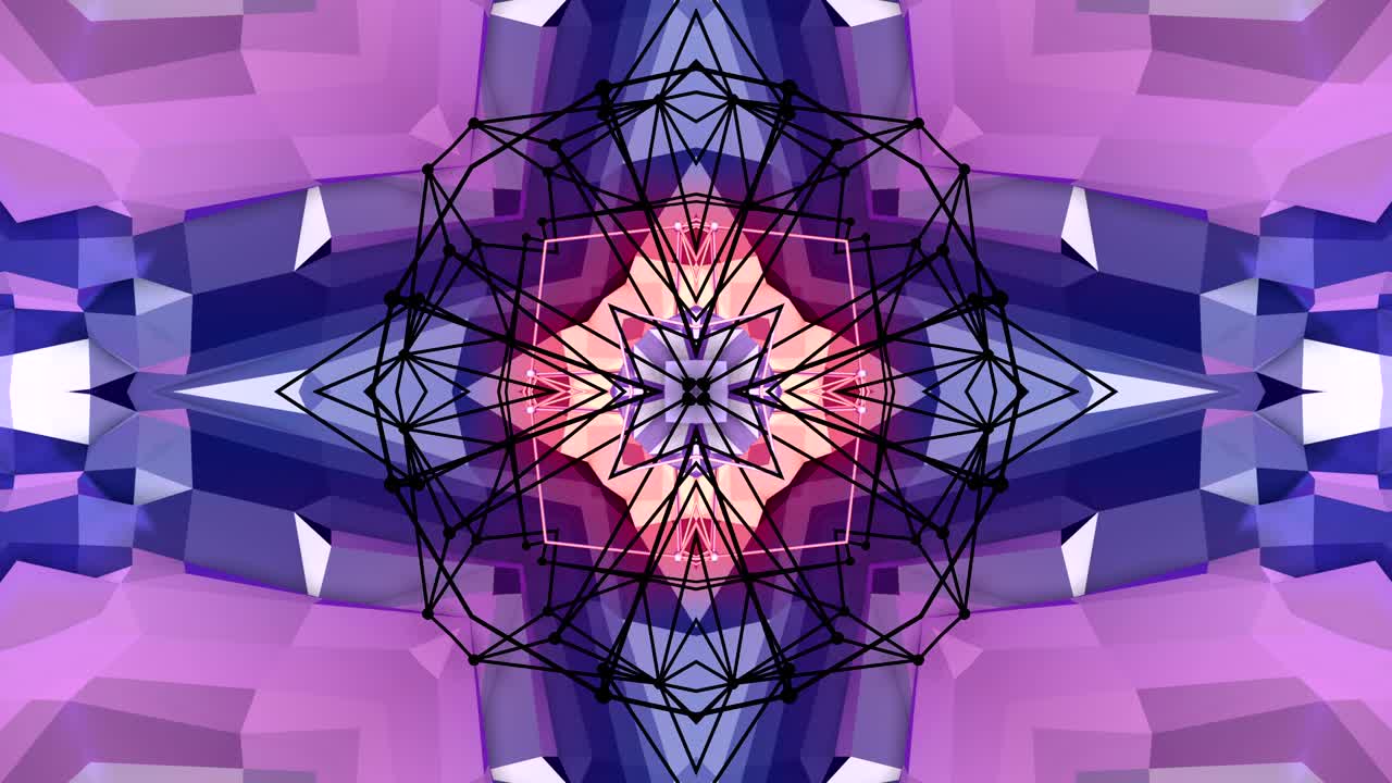 fondo 3d abstracto simple en color gradiente púrpura, estilo low poly como fondo geométrico moderno o entorno matemático con efecto caleidoscópico. 4k uhd o bucle sin costuras fullhd.4