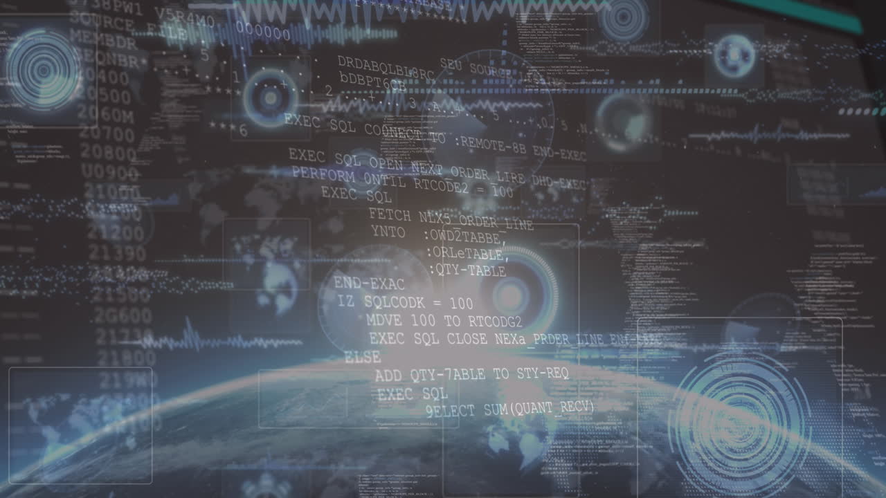 지구와 태양에 대한 스캔 및 데이터 처리 스 ⁇ 의 애니메이션