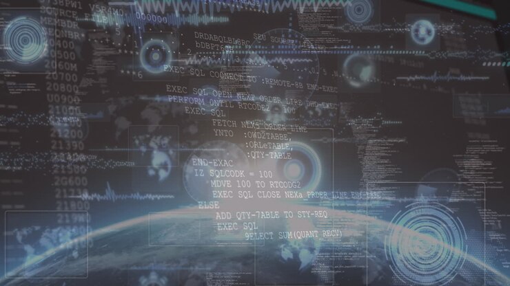 Animation of scopes scanning and data processing over globe and sun
