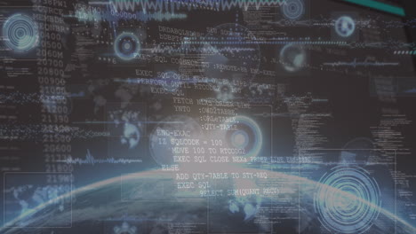 animación de escaneos y procesamiento de datos sobre el globo y el sol