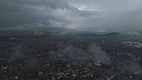 ecatepec's rainy season with low clouds, captured by drone