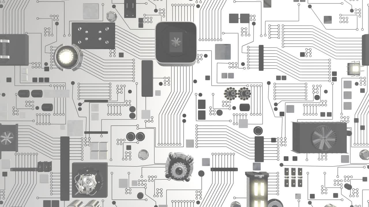 fotografía superior de una placa de circuitos futurista blanca