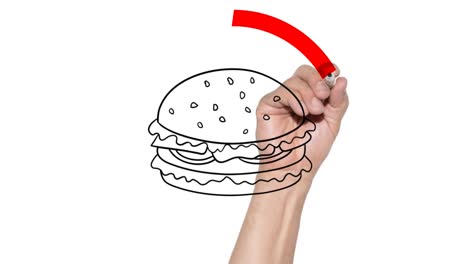 no hay señal de comida rápida dibujada a mano detrás del cristal