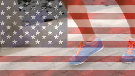 Person-running-and-american-flag