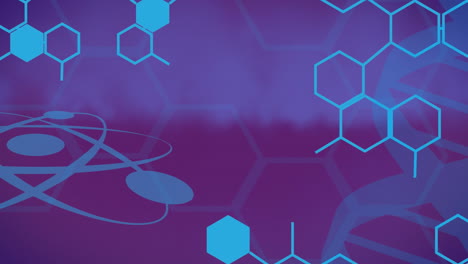 animación del adn, las estructuras químicas y moleculares contra un fondo de gradiente púrpura