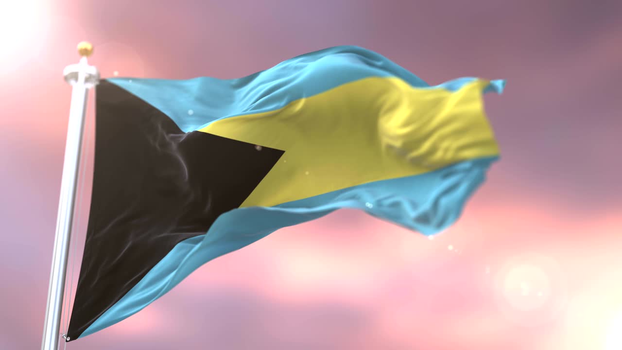 바하마의 발이 바람에 흔들리고 서서히 해가 지면, 루프