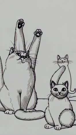 black and white cartoon cats