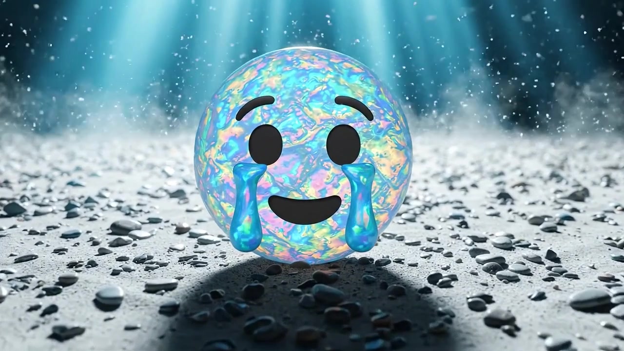 An Emotional Journey of a Colorful Sphere: From Happiness to Sadness in Surreal Lighting
