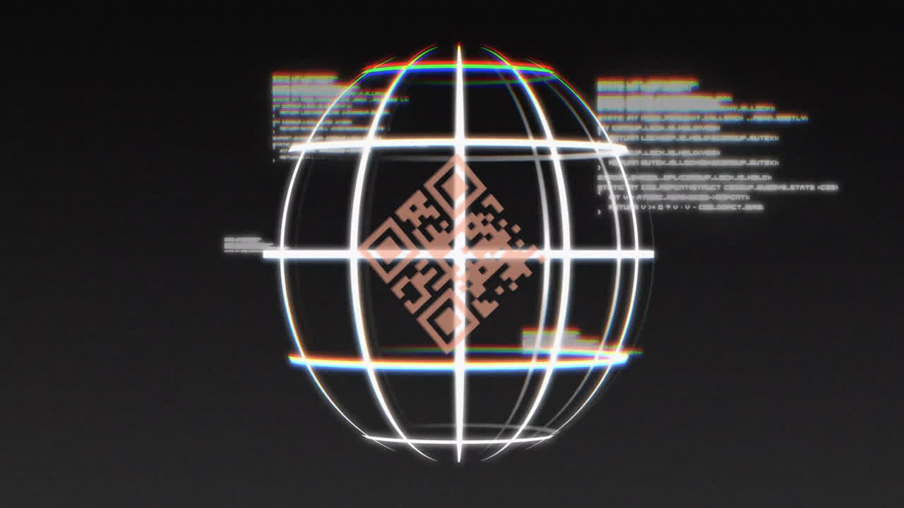 animación del código qr y procesamiento de datos digitales en todo el mundo