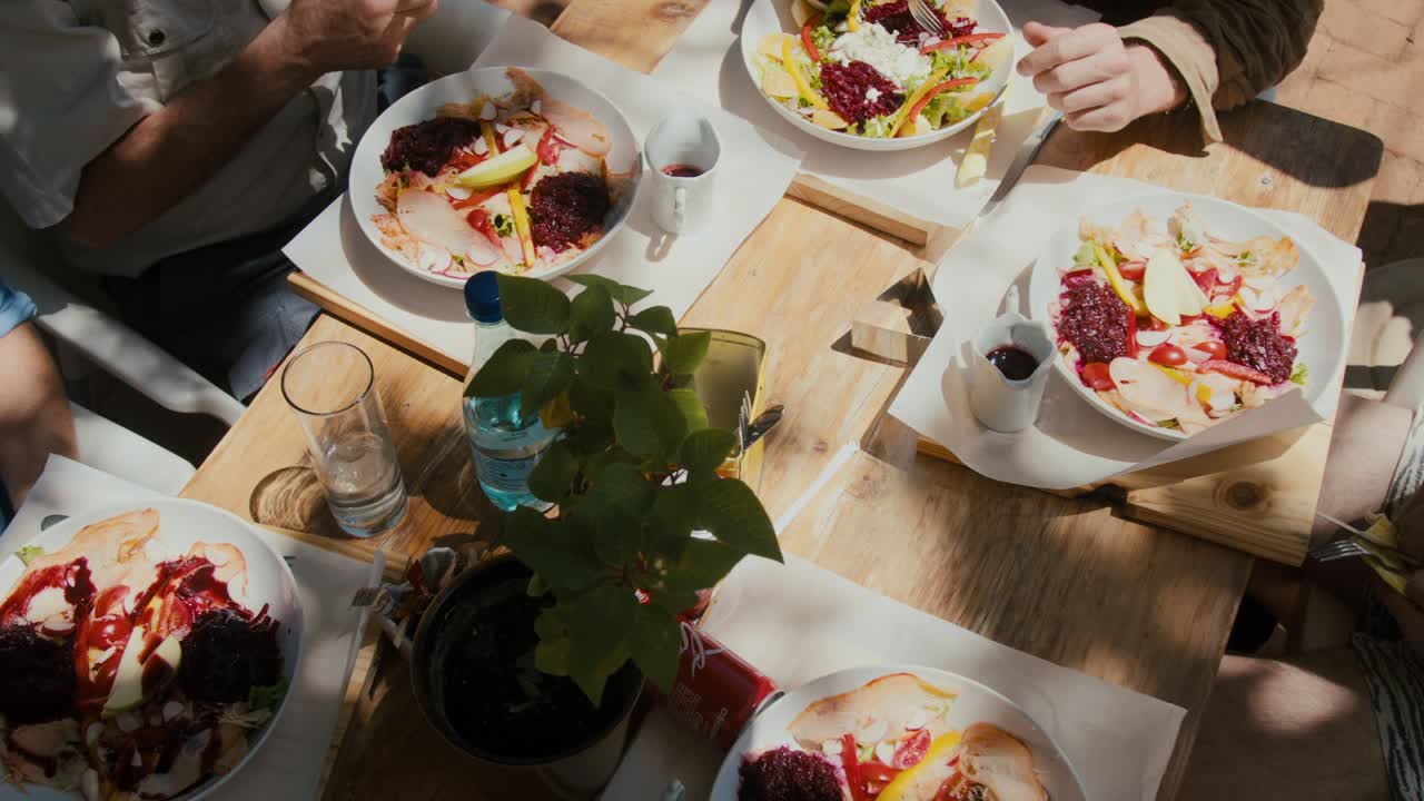Table filled with food on a lunchbreak