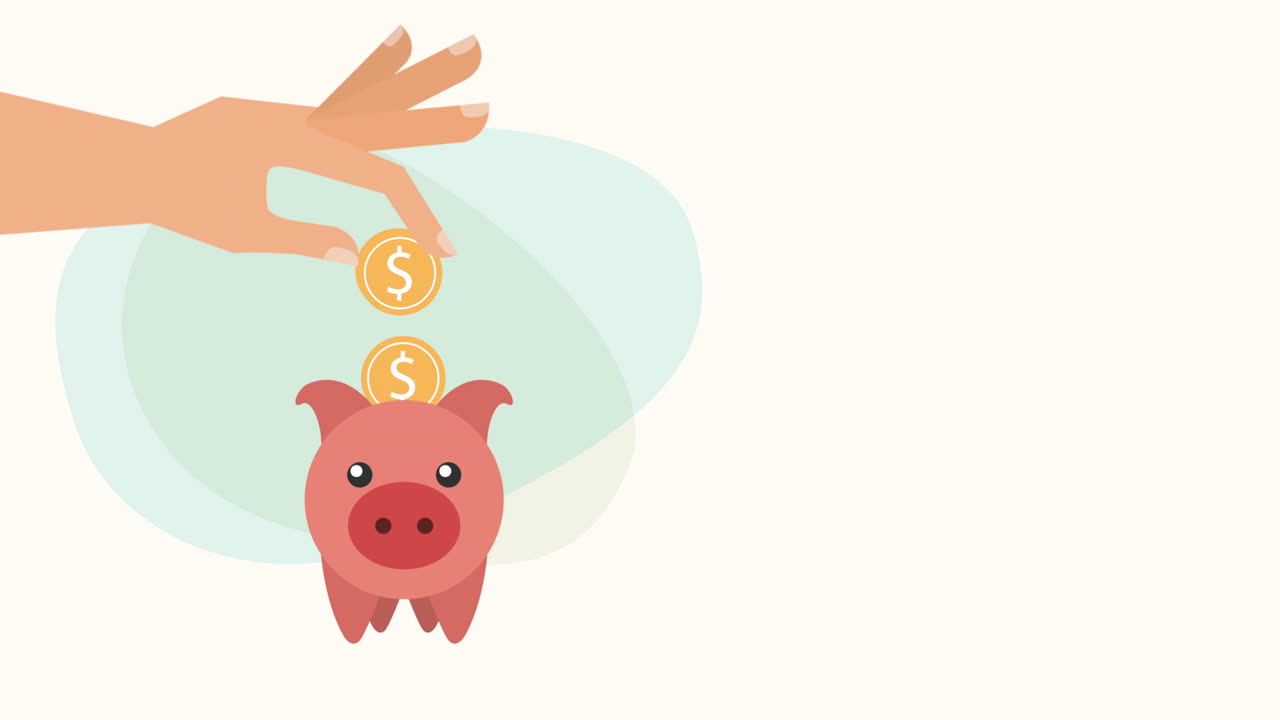 hand saver with piggy savings and coin money dollar