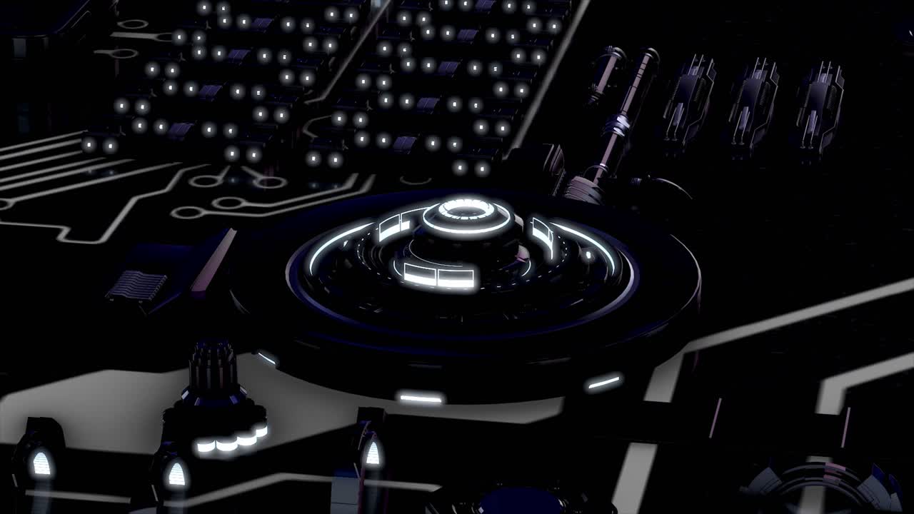 빛나는 불빛으로 미래의 회로판의 클로즈업