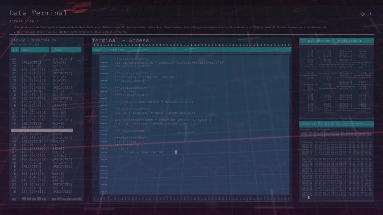 Animation of data processing over shapes moving