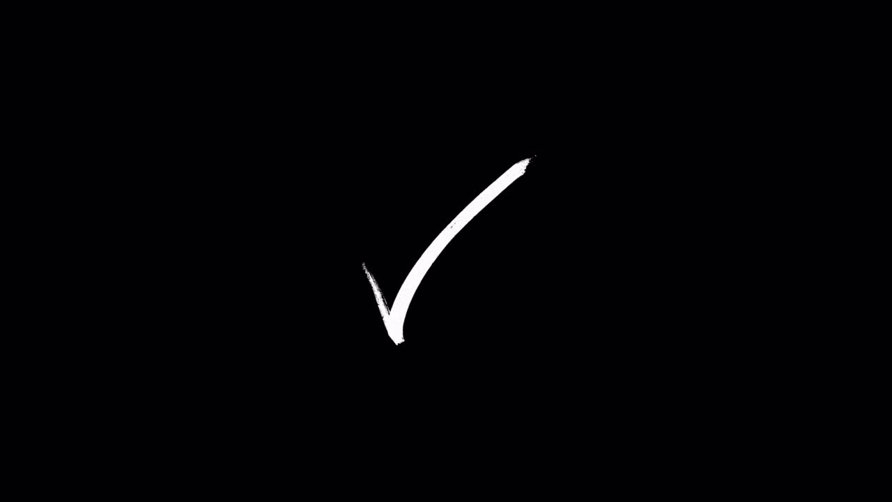 Animated White Checkmark Drawing on Black Background