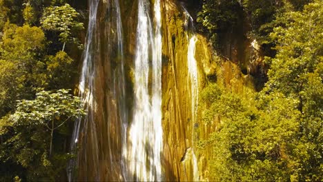 ascending shot of limon waterfall in haitises dominican republic