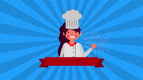 animación del día del trabajo con una chef