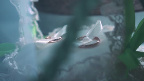 anillos de boda en una almohada de anillo