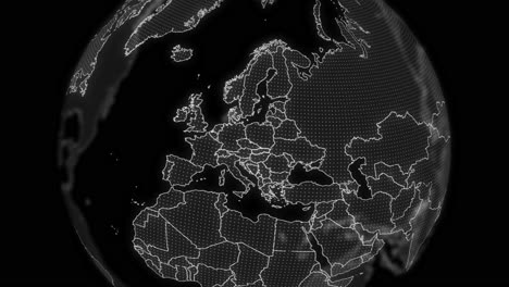 slovakia country alpha for editing data analysis technology globe rotating, cinematic video showcases a digital globe rotating, zooming in on slovakia country alpha for editing template