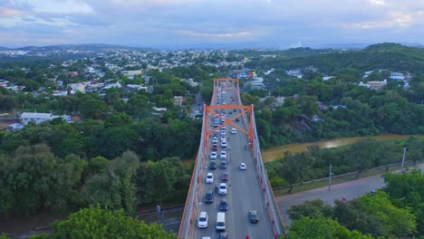 heavy traffic in one direction on hermanos patiño bridge, dominican republic