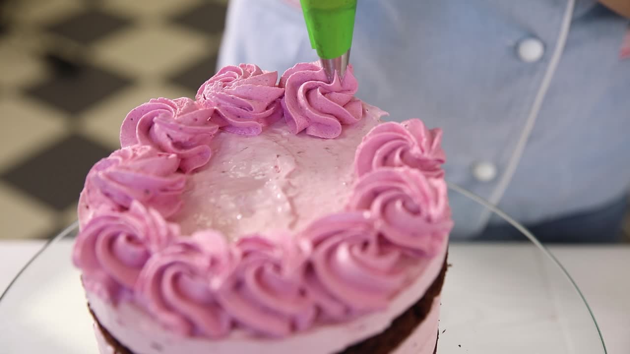 Pink Layer Cake Decorating Process