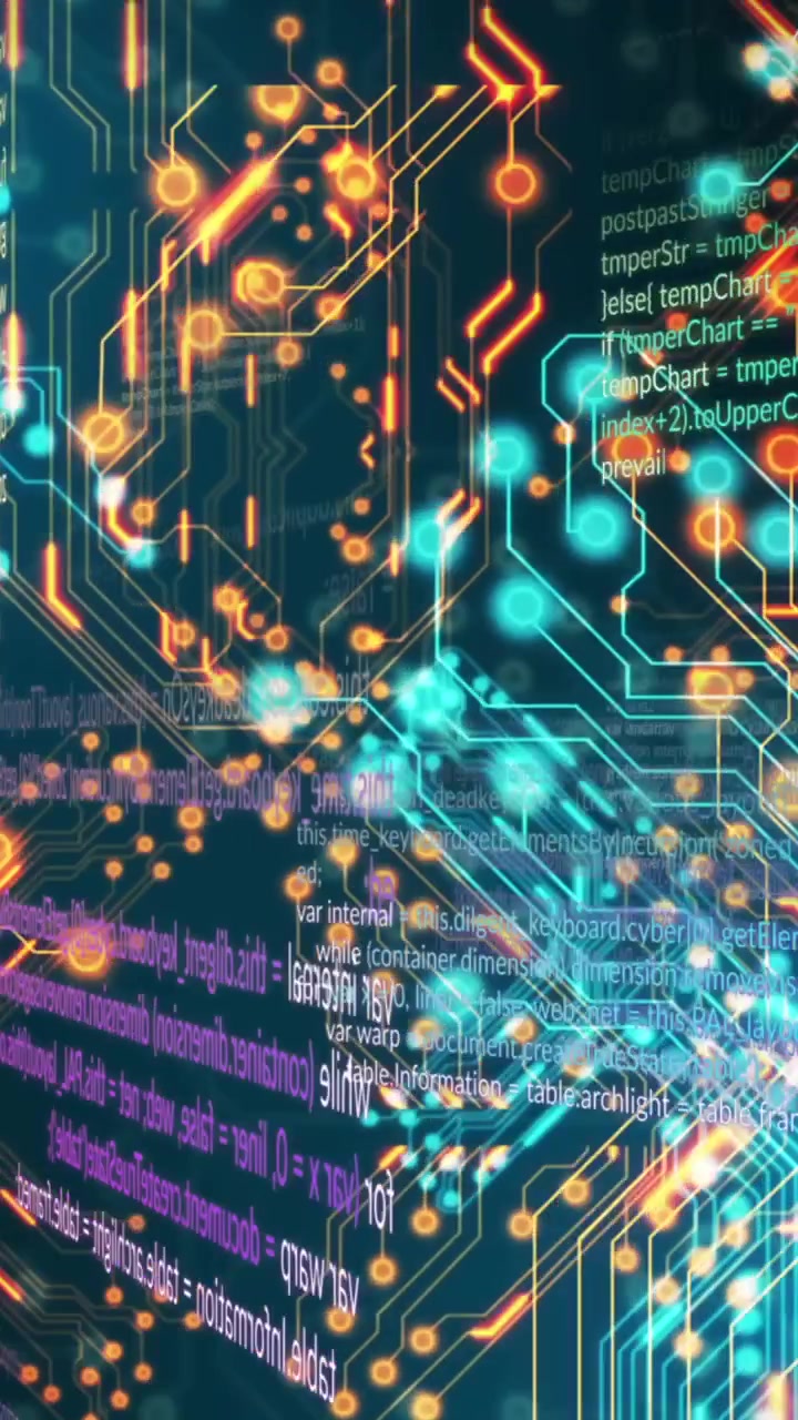 Animation of data processing over black background