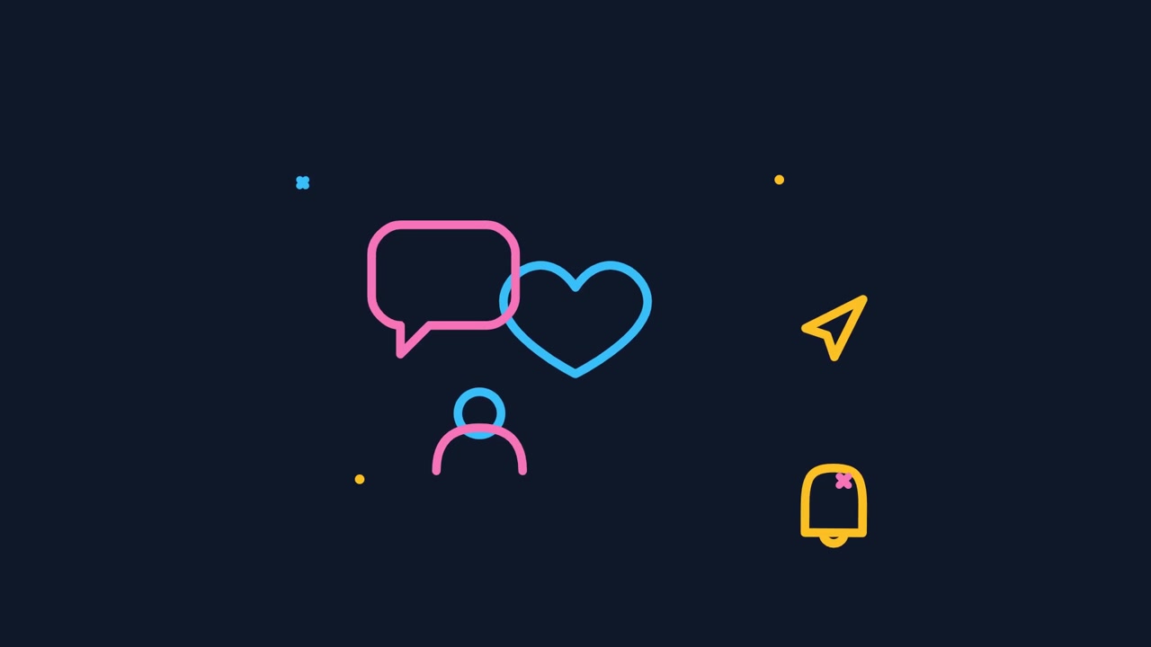 Animated Social Media Icons on Dark Background