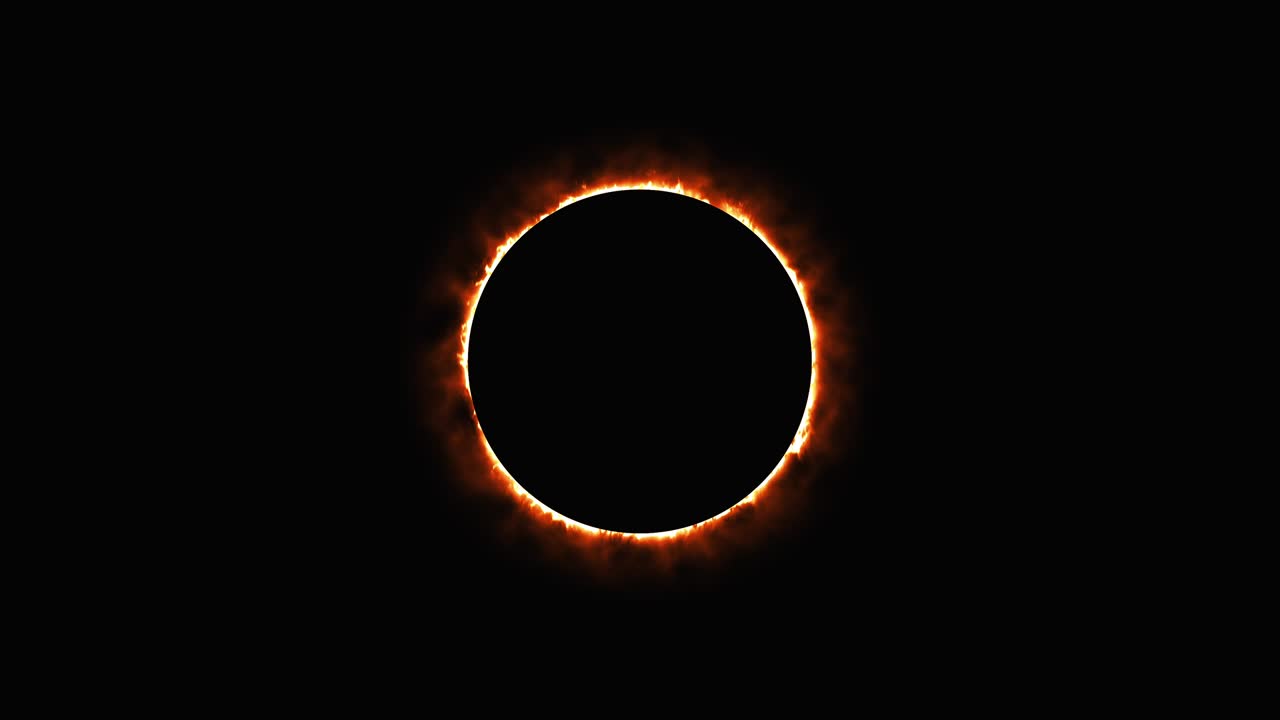 Solar eclipse, computer generated. Burning ring of fire, portal, gate. 3d rendering of fantastic background
