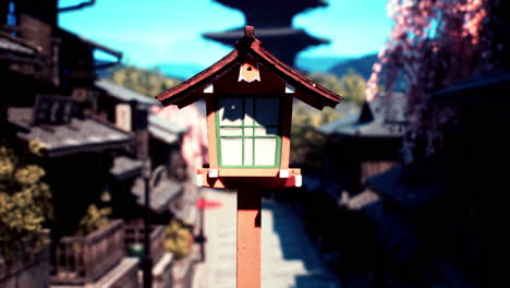 traditional japanese village street scene with lantern