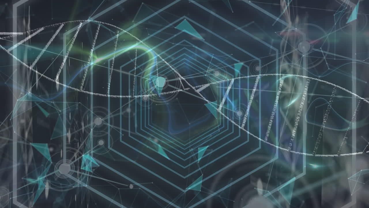 데이터 처리 및 dna 스트랜드에 대한 모양의 애니메이션