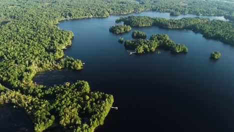 Arial-footage-of-cottage-lake