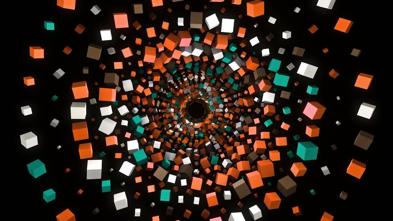 abstracto túnel 3d de cubos brillantes