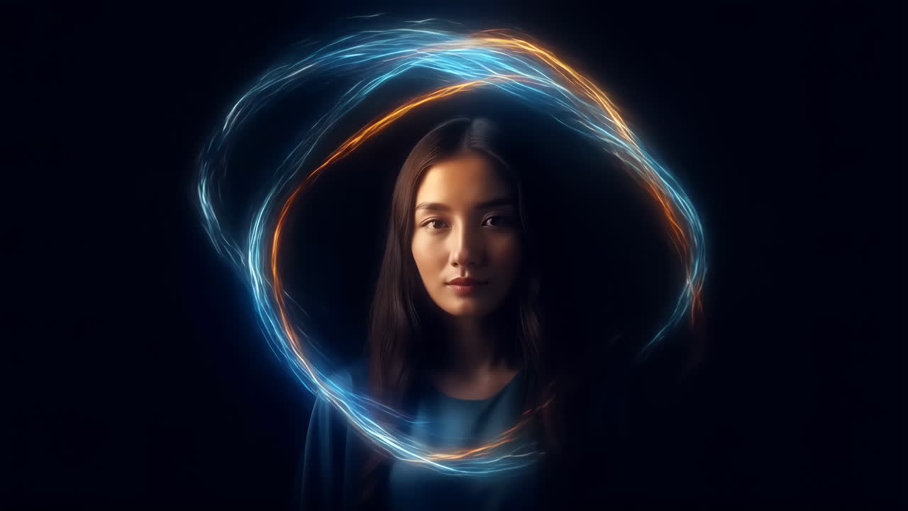 Woman with glowing energy ring