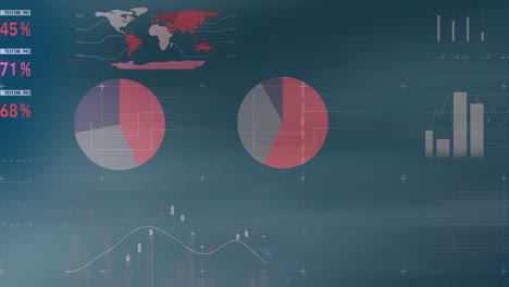 animación del procesamiento de datos estadísticos contra un fondo de gradiente azul