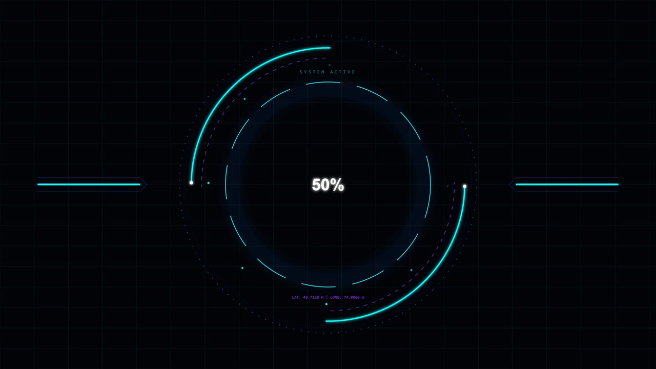 Digital Loading Progress Circle with Futuristic HUD Interface