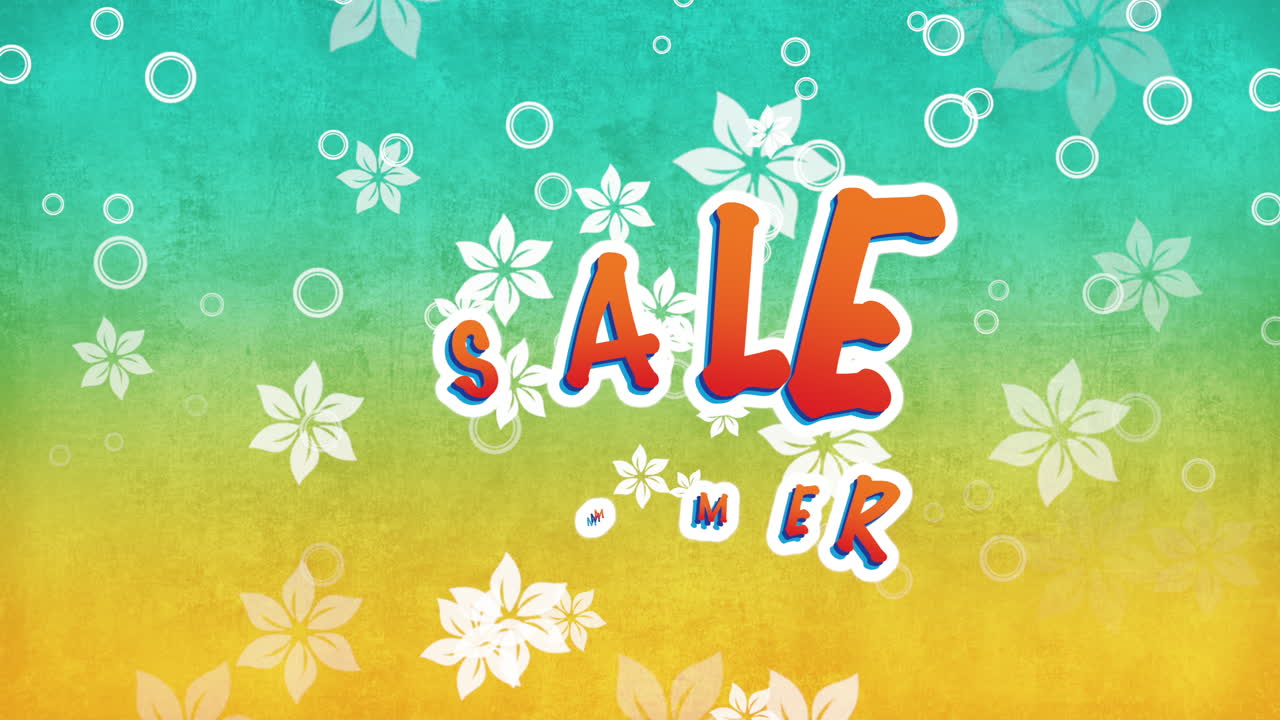 グラデーションテクスチャーにハエの花と輝きのあるサマーセール