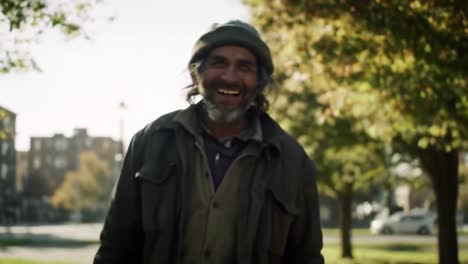 a heartwarming encounter between a man and his loyal dog on a sunny park path, capturing the bonds of friendship and companionship in nature's embrace