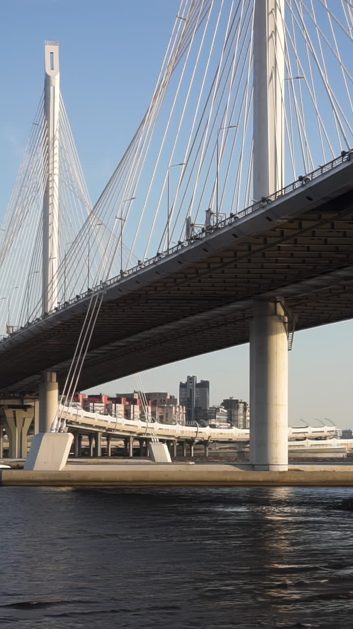 Cable-Stayed Bridge Over a River