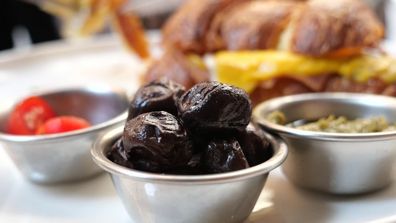 Olives and Croissant Sandwich