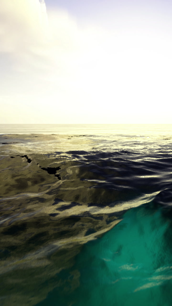 Waves dance under the golden sun in a tranquil ocean view at sunset