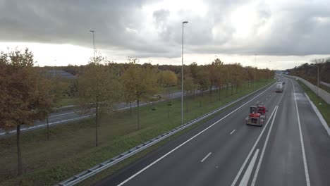 busy highway scene in the netherlands that connects the netherlands to germany