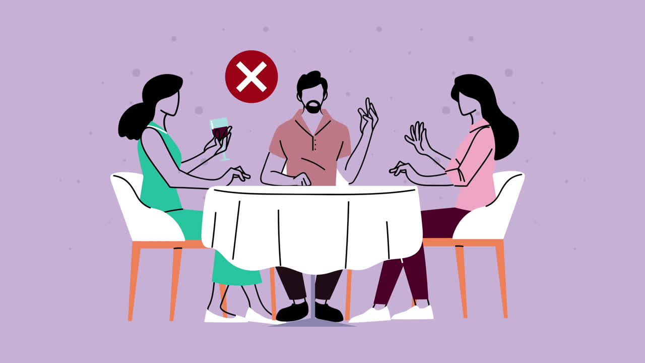 식당에서 먹는 사람들과 함께 생물 안전 프로토콜